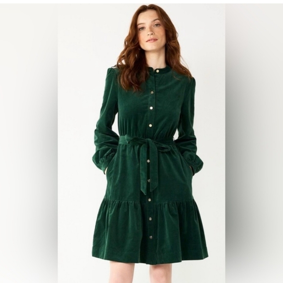 Draper James RSVP Dark Green Corduroy Button Shirt Dress Size XXL NWT - Picture 5 of 13